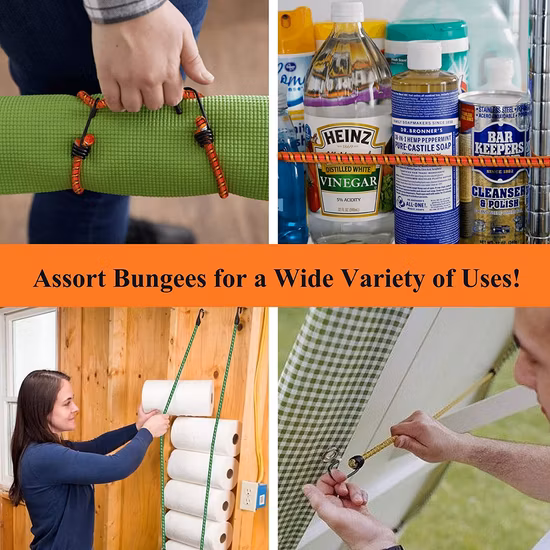 High Strength Bungee Cords Set Bungee Cords Plastic Jar Includes 10", 18", 24", 30", 36", 48"